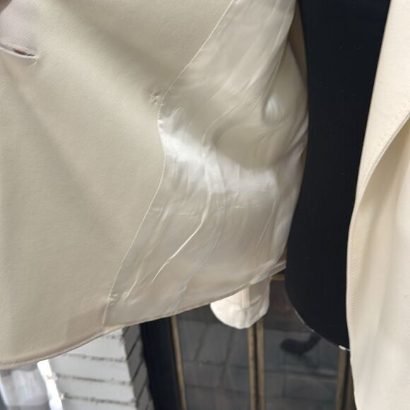 Anne Klein Coat double breasted Blazer Jacket Sz 8 Stretch Ivory Beige Cream - Picture 5 of 7